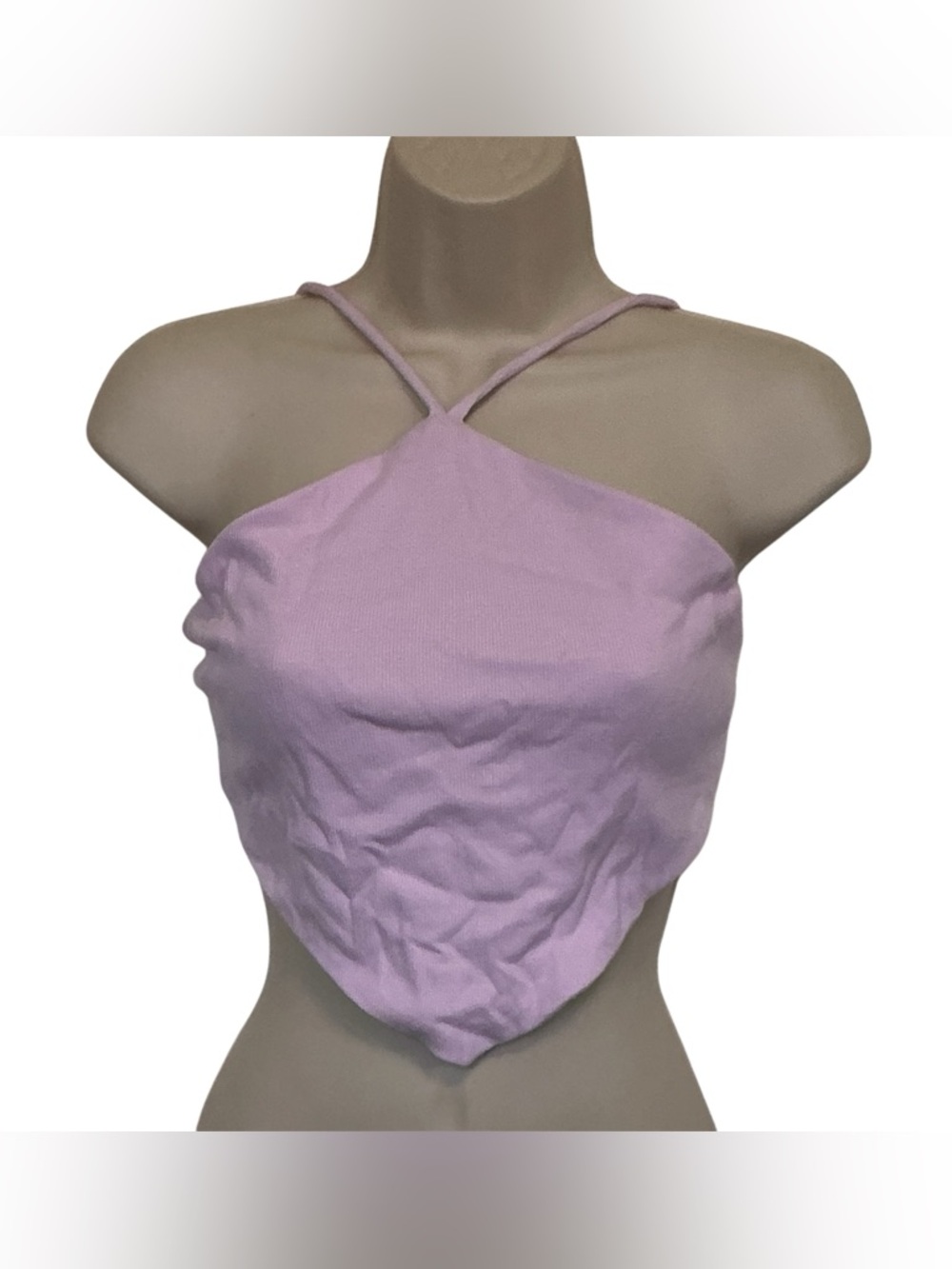 NWT Hey Babe Ribbed Halter Top Small Handkerchief Hem Cropped Club Festival